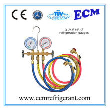 R134A Brass Manifold Gauge With Sight Glass